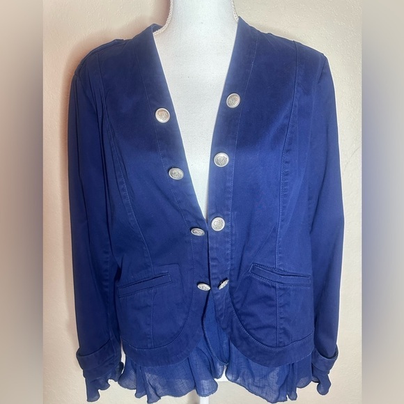 Chicos navy blazer jacket size 1 US 8/10 - Picture 3 of 7